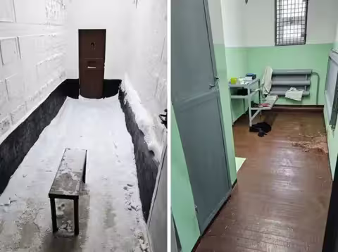 La fondation de M. Navalny a publié des photos qui montreraient la cour d'exercice et la cellule de punition où il a vomi et s'est effondré le jour de sa mort.